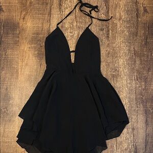 SHEIN Black Backless Halter Dress
